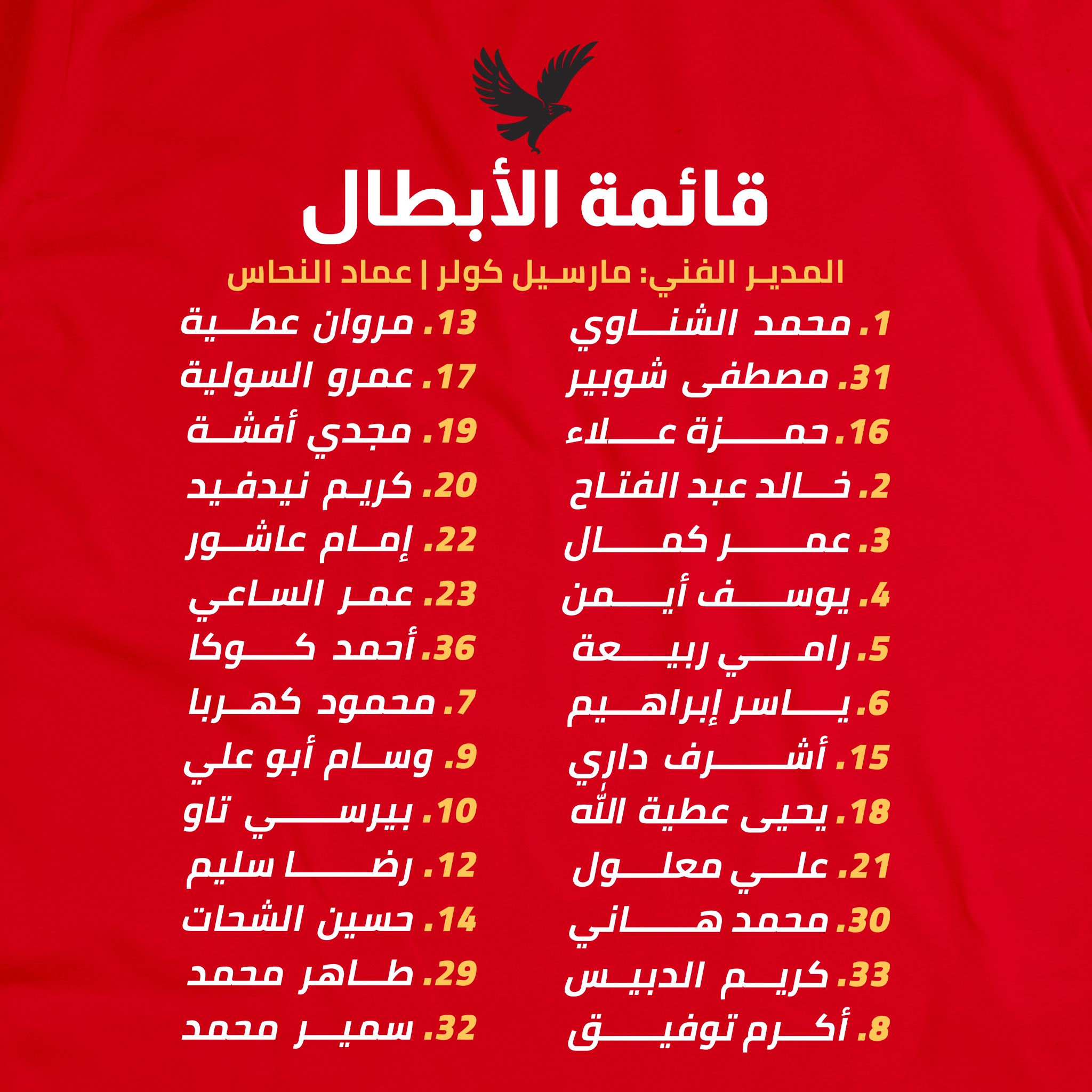 قائمة الأبطال - الأهلي المصري